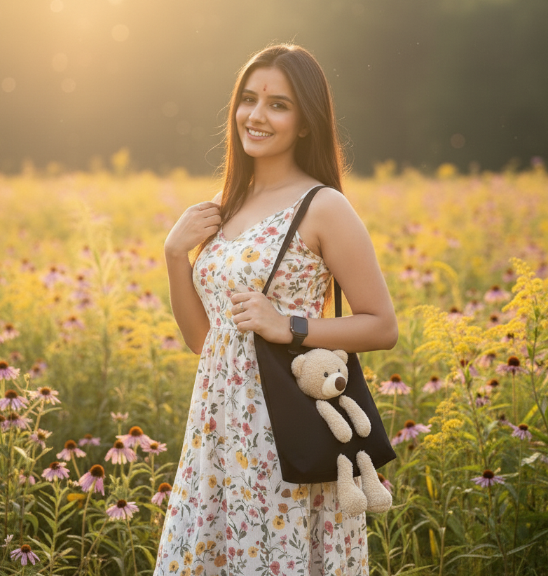 Cute Shoulder Bag Kawaii Tote Handbag with Cute Teddy Bear