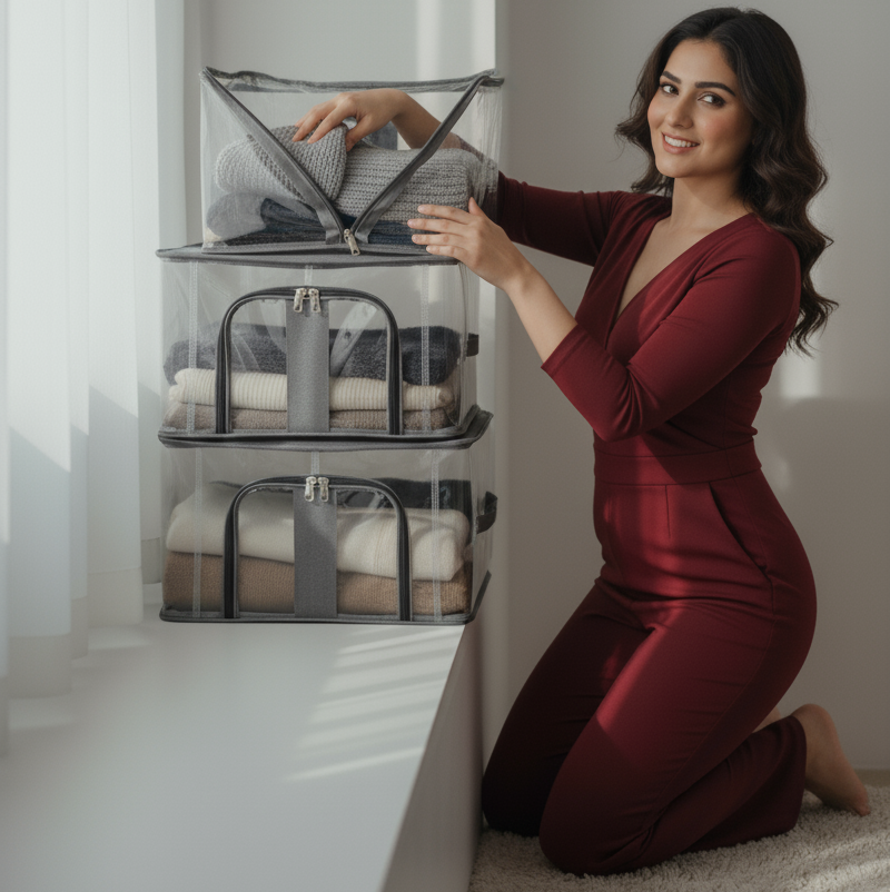 Transpetant Cloth Orgniser Storage Bag