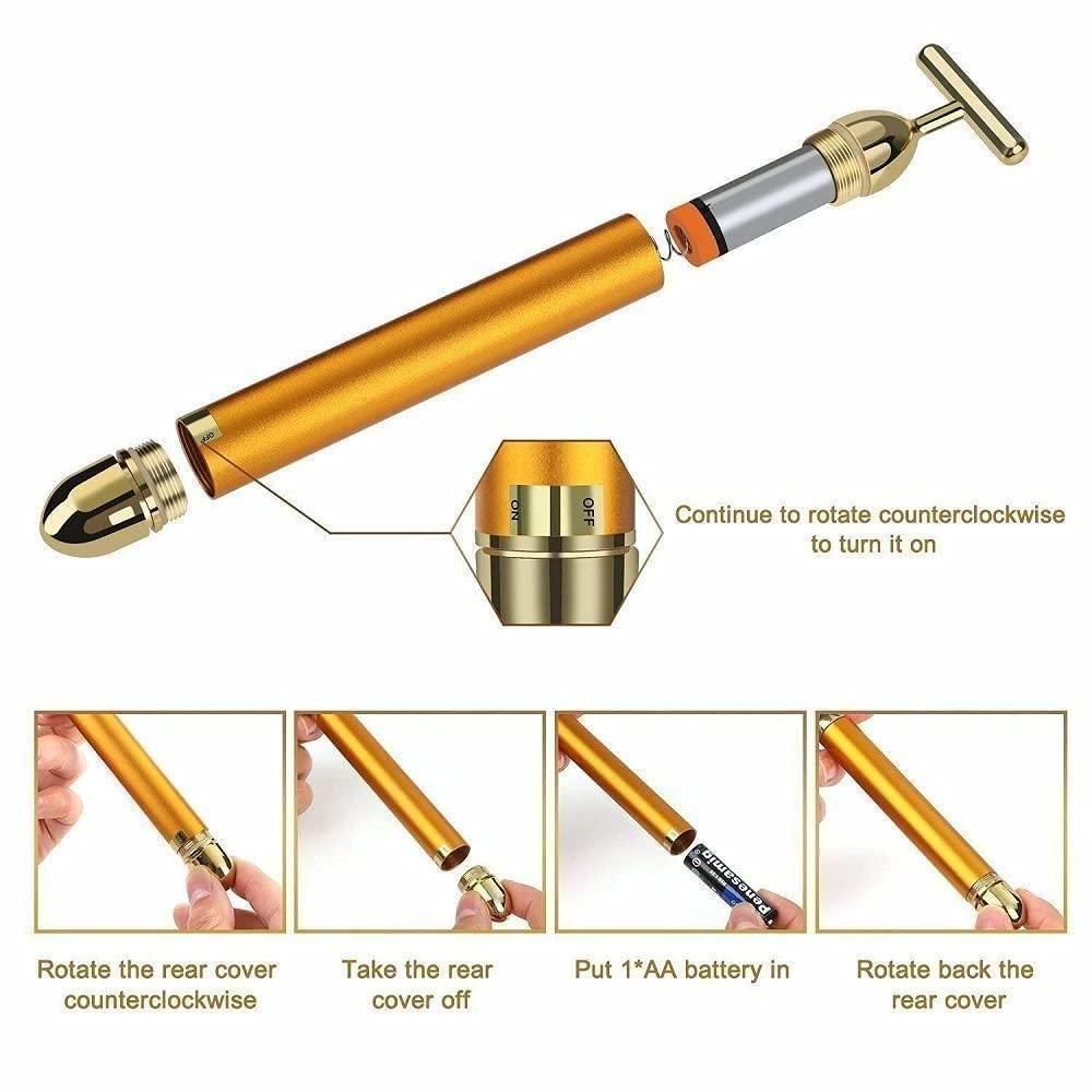 24K Gold Vibrating Facial Roller