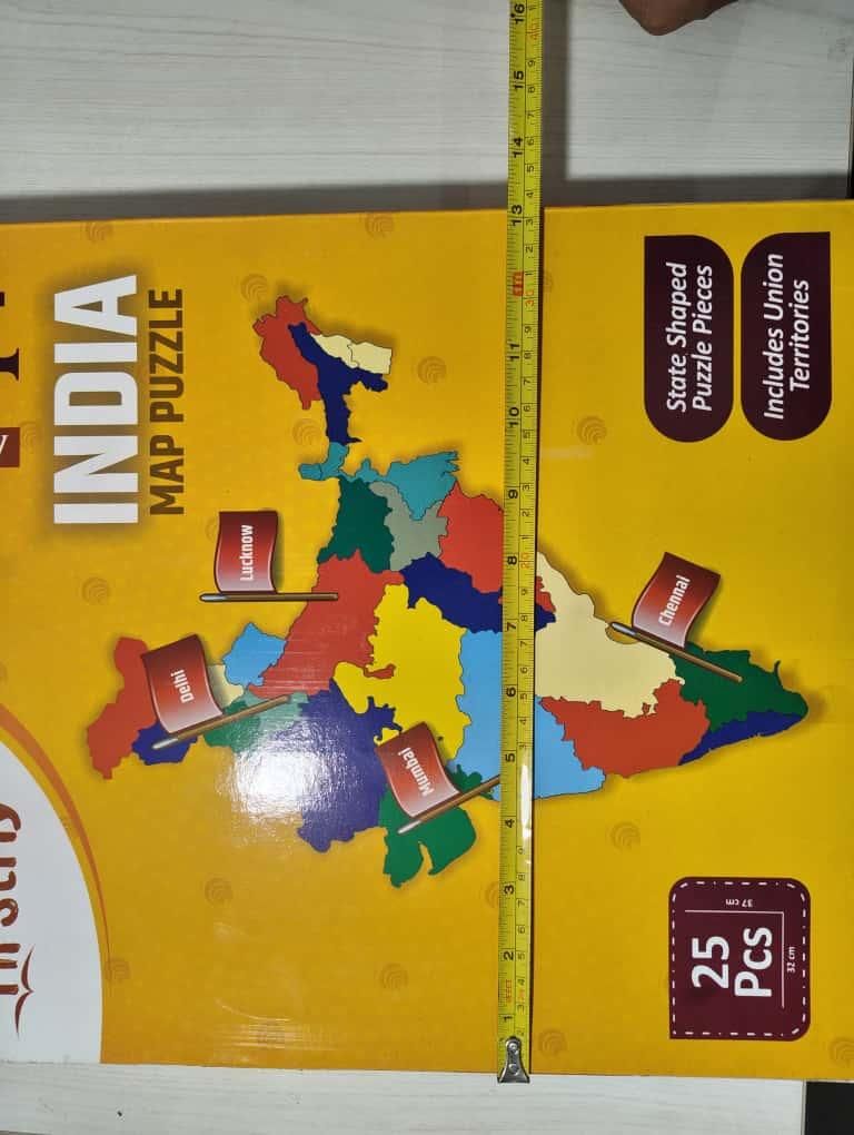 Jigsaw Puzzle Indian Map with State Capitals and Flag Educational Learning  for Kids