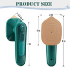 Measurement chart of a green hair removal device with a brown paddle attachment on a white background.