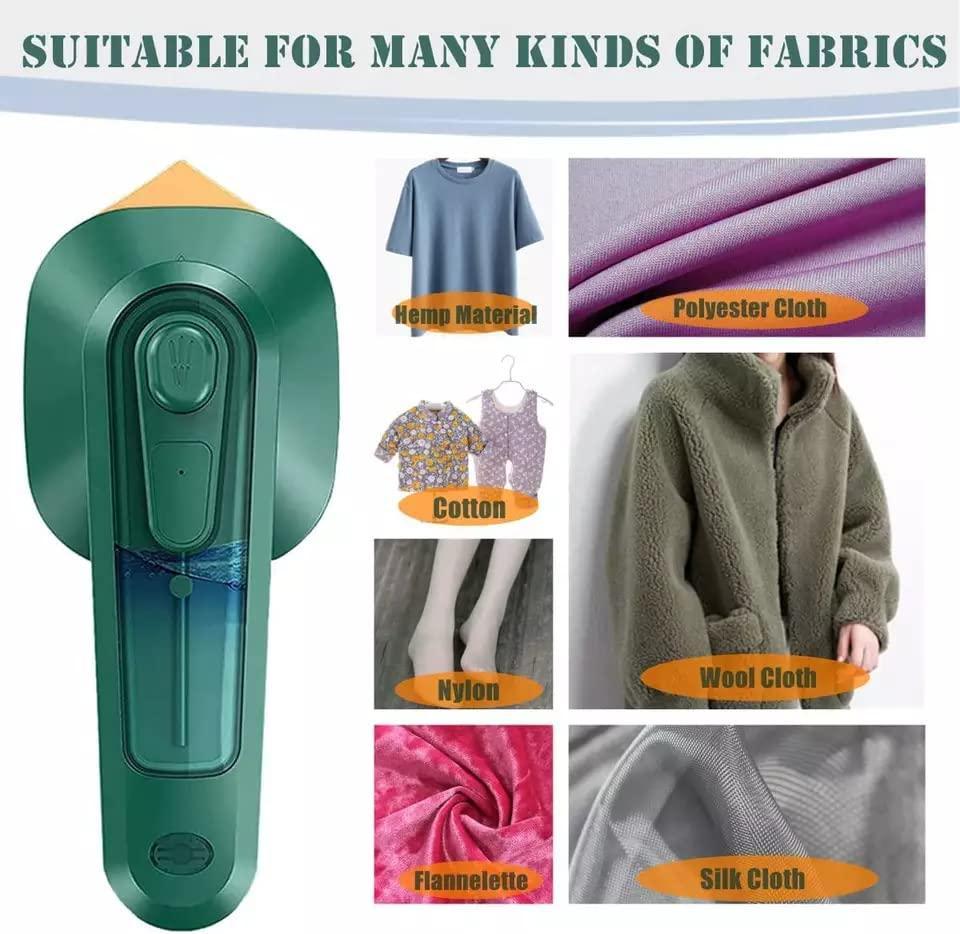 Green fabric shaver with images of fabrics it can be used on